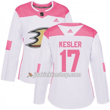 Nainen NHL Anaheim Ducks Pelipaita Ryan Kesler 17 Adidas 2017-2018 Valkoinen Vaaleanpunainen Fashion Authentic